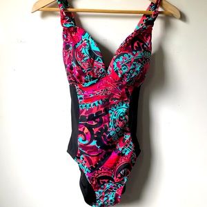 Aqua Green One‎ Piece Bathing Suit Tie Back
